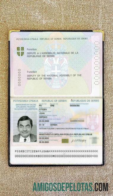 Passaporte Diplomático da Sérvia (2008 2016) Visual fotográfico exemplo